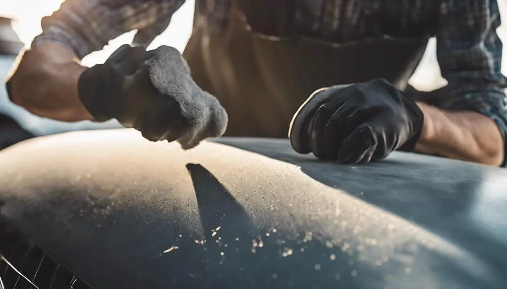 sanding a car bumper